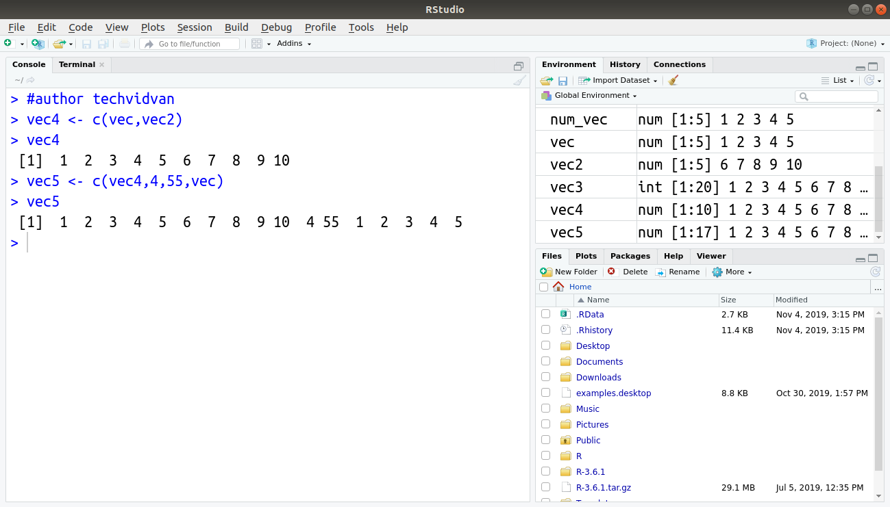 vector code for r