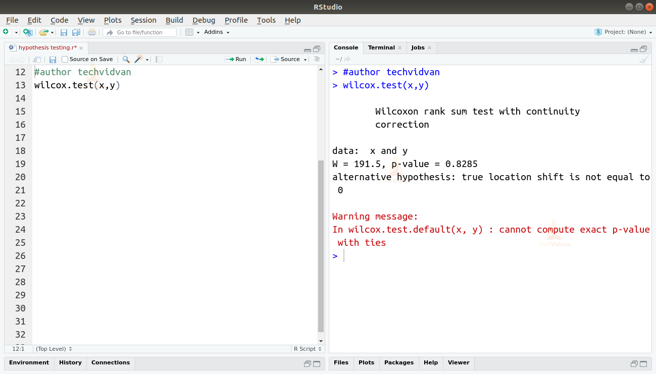  wilcox test function in R