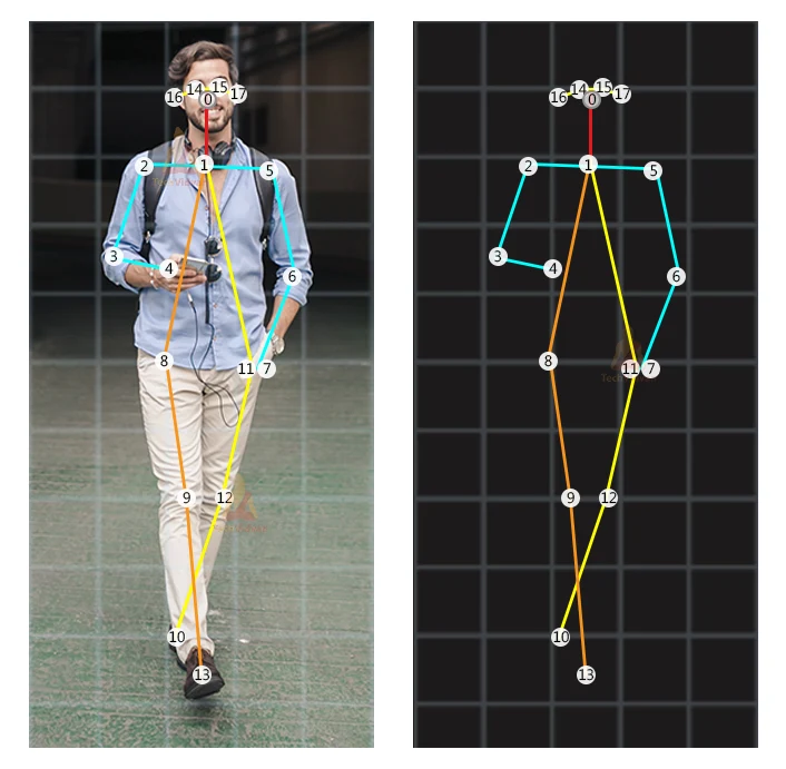 Comparison results of human motion posture contour detection. (a) Human