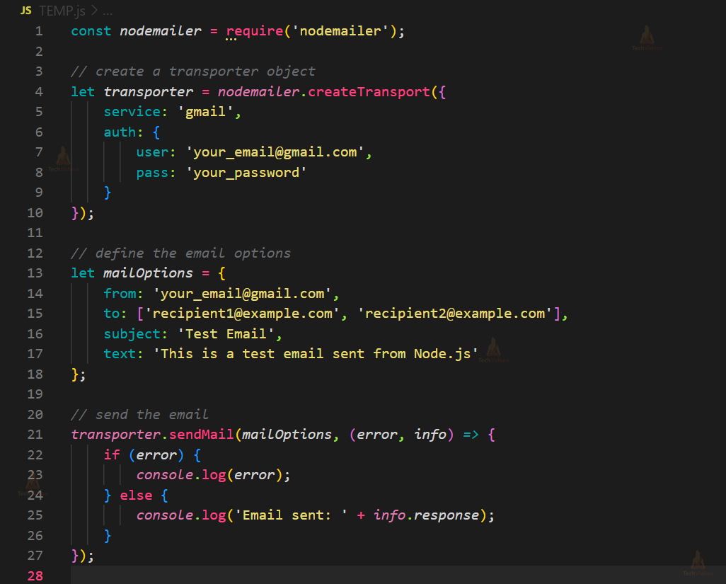 How to Send Email using Node.js? - TechVidvan