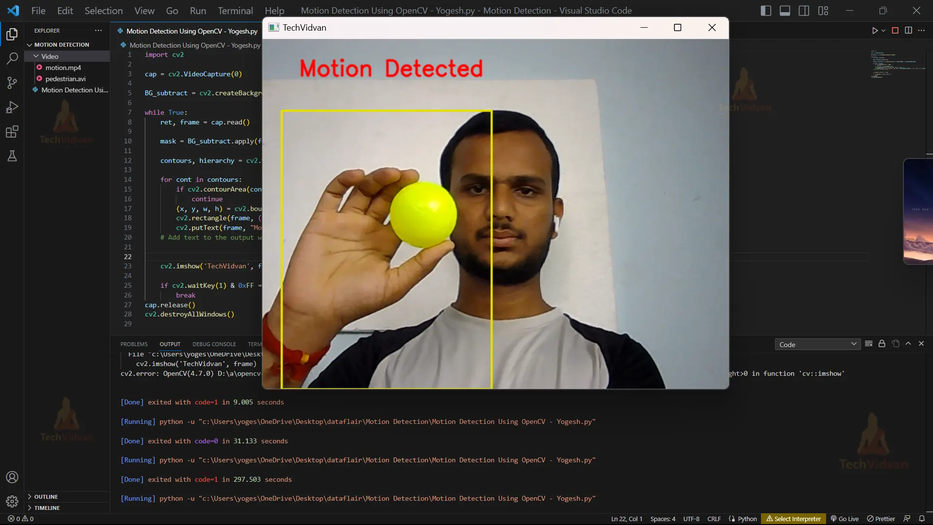 Python OpenCV Motion Detection Detect, Track, Excel TechVidvan